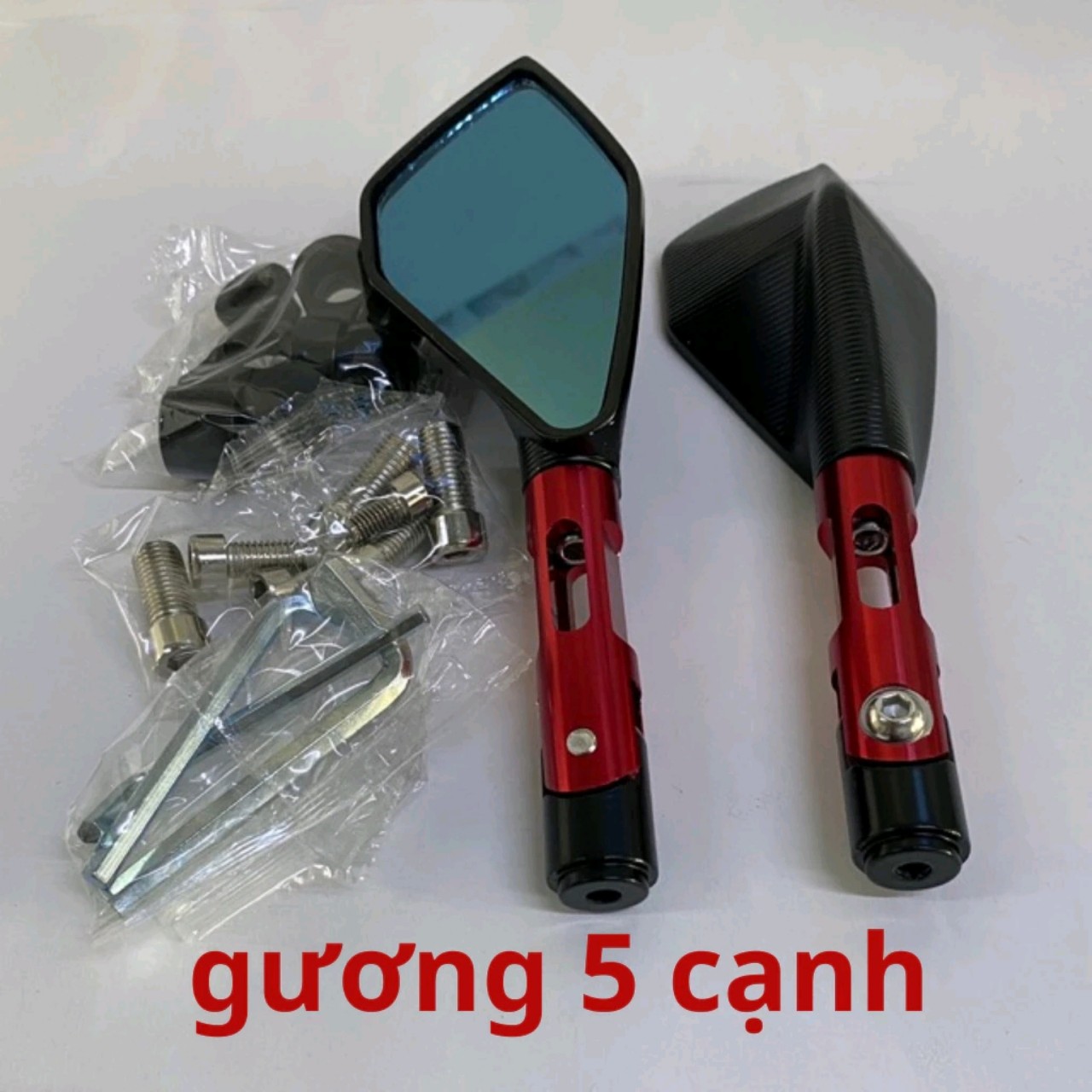 Giá 1 đôi] cặp gương rizoma 5 cạnh màu đỏ