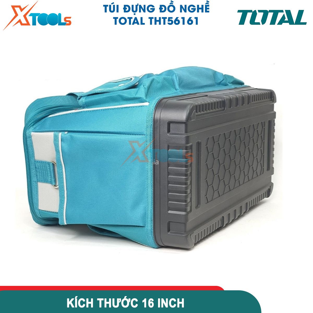 Giỏ đựng công cụ 16 inch đế nhựa TOTAL THT56161, túi đựng đồ nghề chống nước, chất liệu 600D polyester, 25 túi đựng dụng cụ