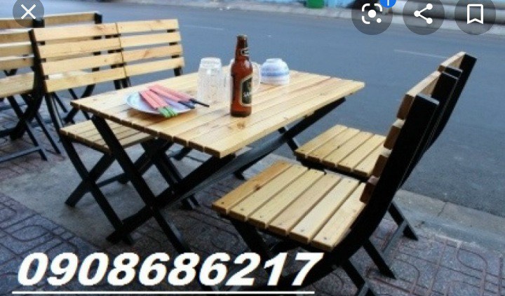 Bàn ghế cafe chân xếp HGH120
