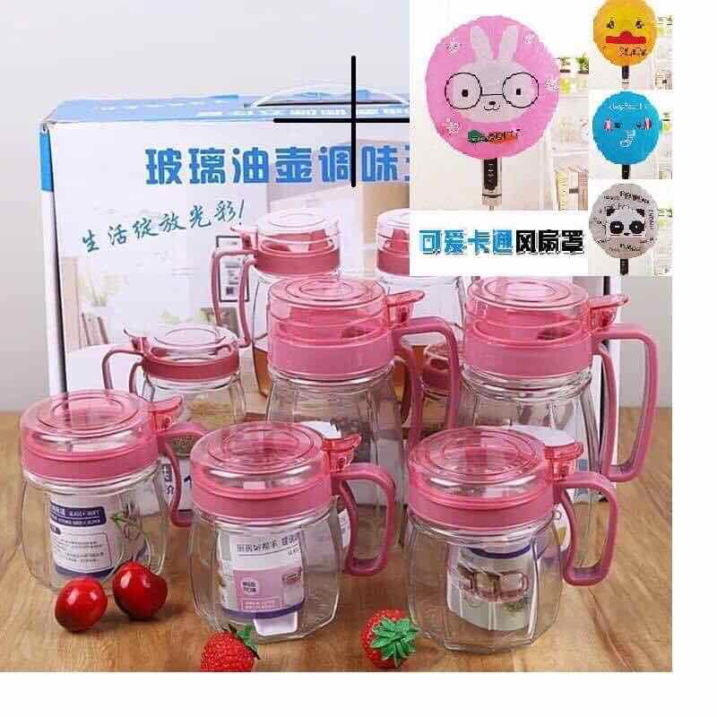 Set 5 Hũ Thủy Tinh Có Tay Cầm  Xuất  Nhật