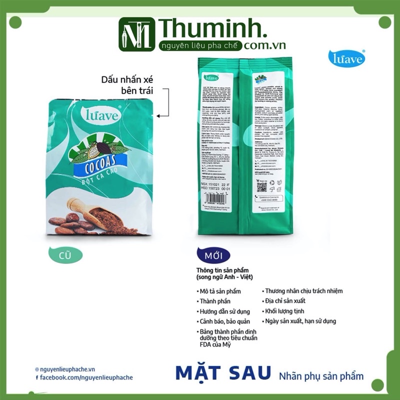 Bột Cacao Luave Nguyên Chất Gói 500gr