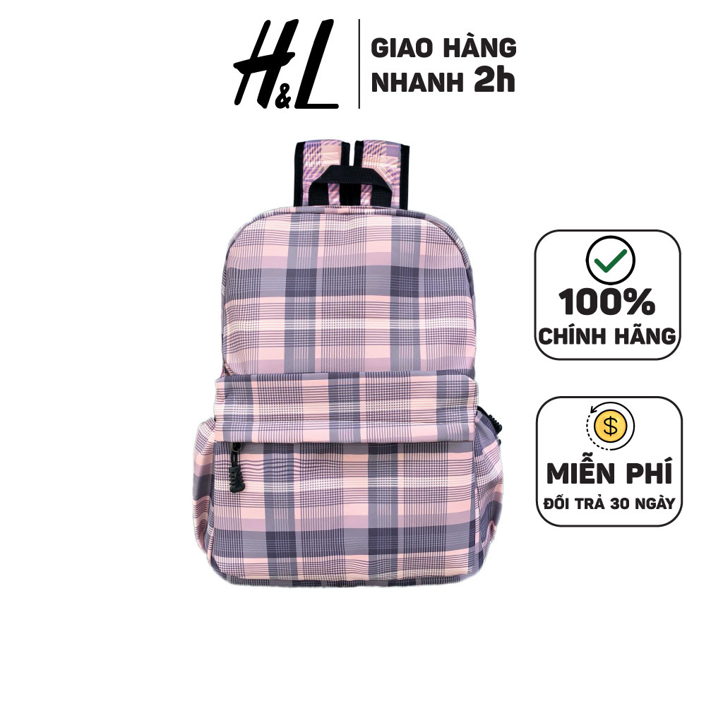 Balo Nữ Thời Trang Cá Tính Phong Cách Vintage Hoạ Tiết Caro Hồng Cute, Balo Chống Nước, Chống Ẩm Mốc, Có Ngăn Chống Sốc Laptop 15.6 inch, Đựng Vừa Giấy A4, Dùng Đi Học Đi Chơi Và Du Lịch