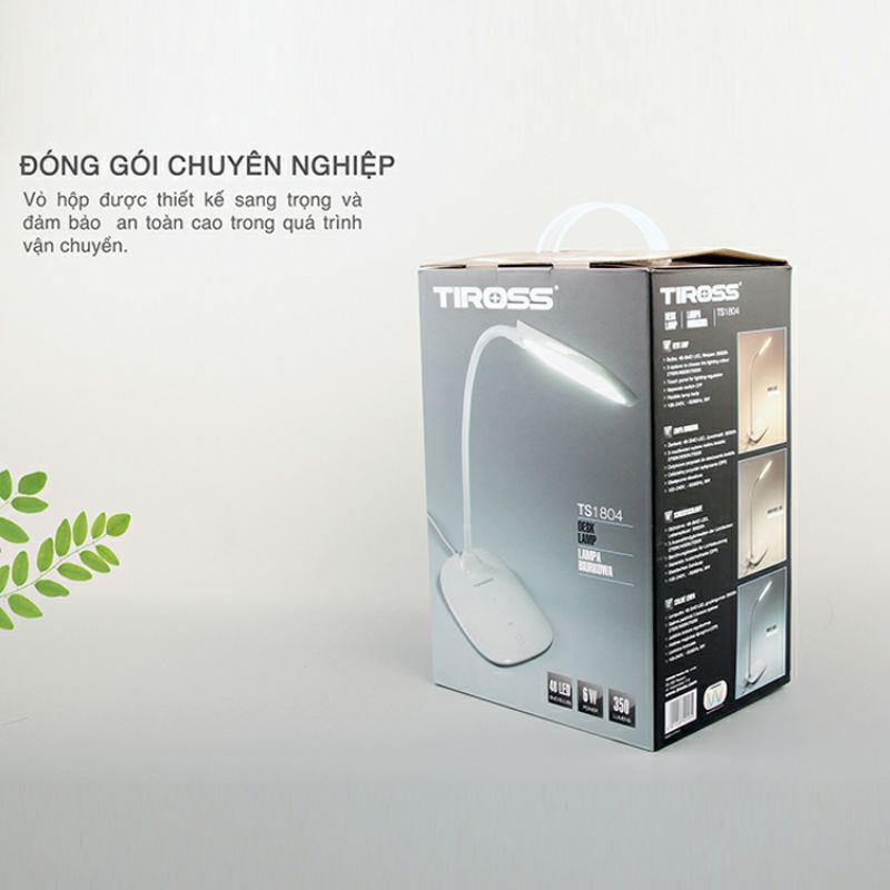 Đèn bàn LED Tiross TS1804 màu sữa chống cận