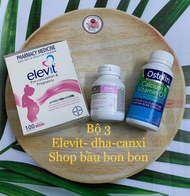 COMBO BẦU ÚC: Elevit - Canxi ostelin - Dha Bioisland