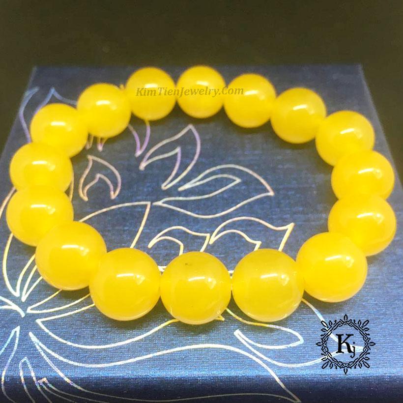 Vòng Tay Phong Thủy Đá Agat  Vàng Tươi ( Free Size )- Hợp mệnh Thổ, mệnh Kim - Tặng Kèm Dây Đá Dự Phòng - Đá Thiên Nhiên