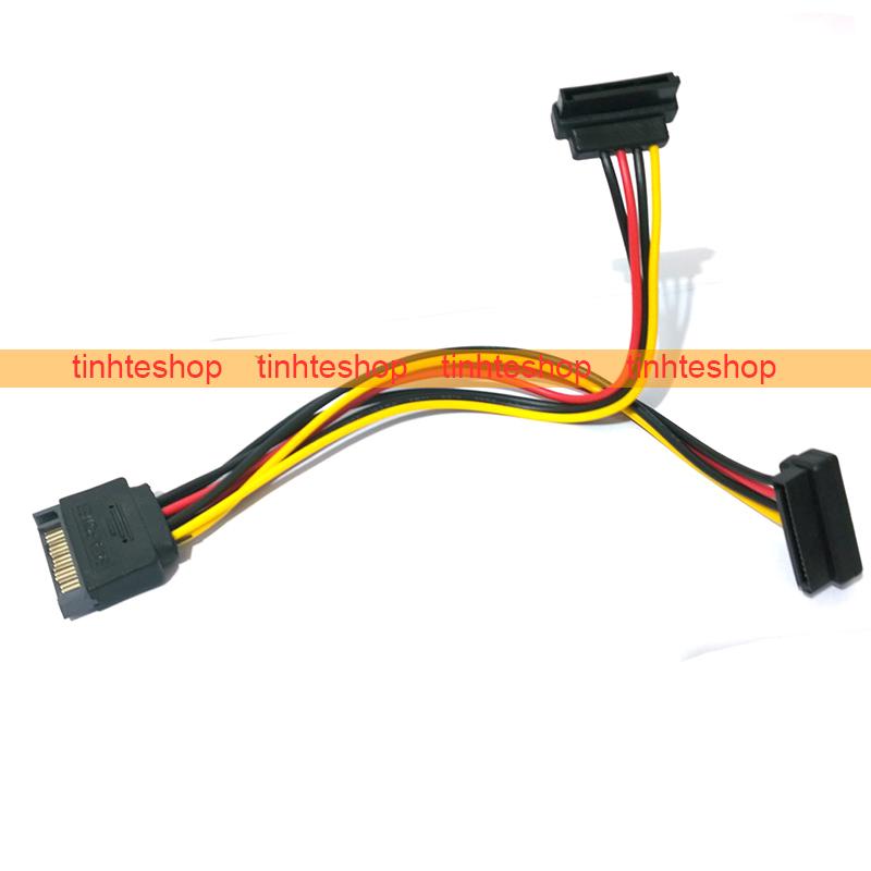Cáp chia nguồn SATA 1 thành 2 - Dây nguồn SATA 1 ra 2 cong bẻ góc phải 20Cm - Cáp nguồn SATA chữ Y cho HDD/SSD/DVD-R
