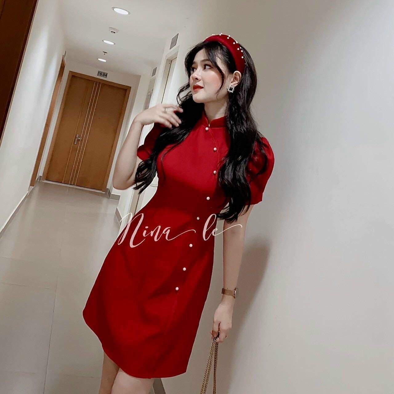 Đầm sườn xám đỏ kết ngọc SELENA65