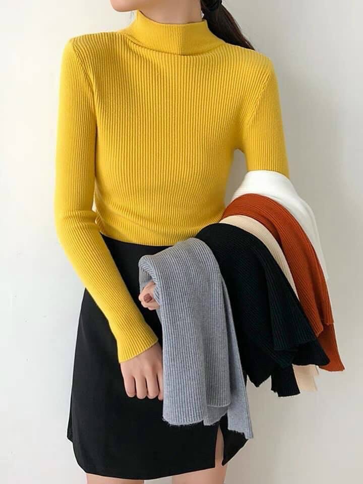 ÁO THUN GÂN CỔ LỌ FORM ÔM BODY TAY DÀI MC