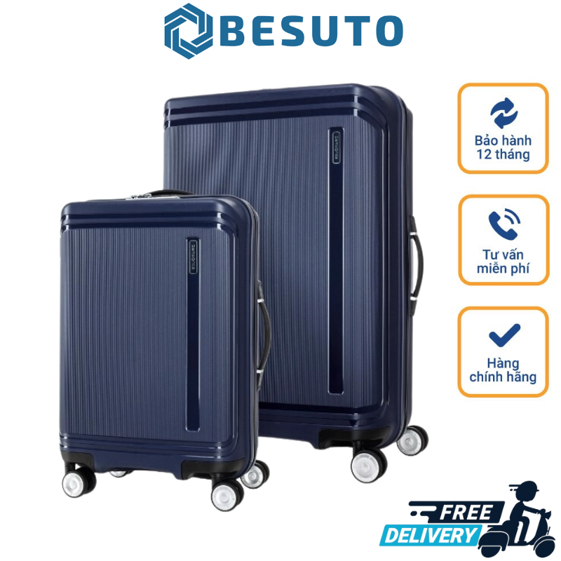 SAMSONITE Hartlan Polypropylene 55.5 cms Navy Hardsided Cabin Luggage (SAM HARTLAN Spinner 55 Navy)