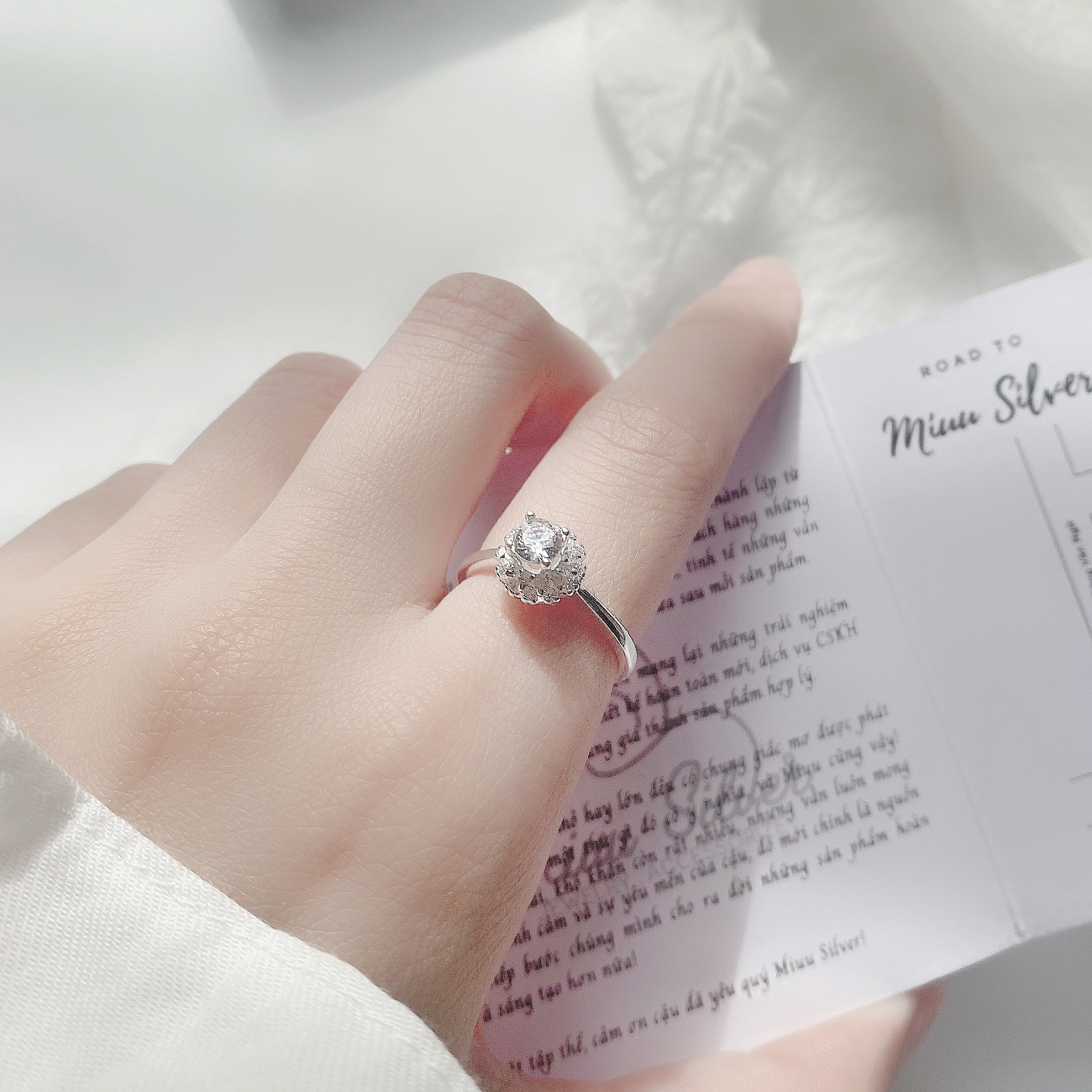 Nhẫn bạc nữ 925 Miuu Silver đính đá Sophia Ring