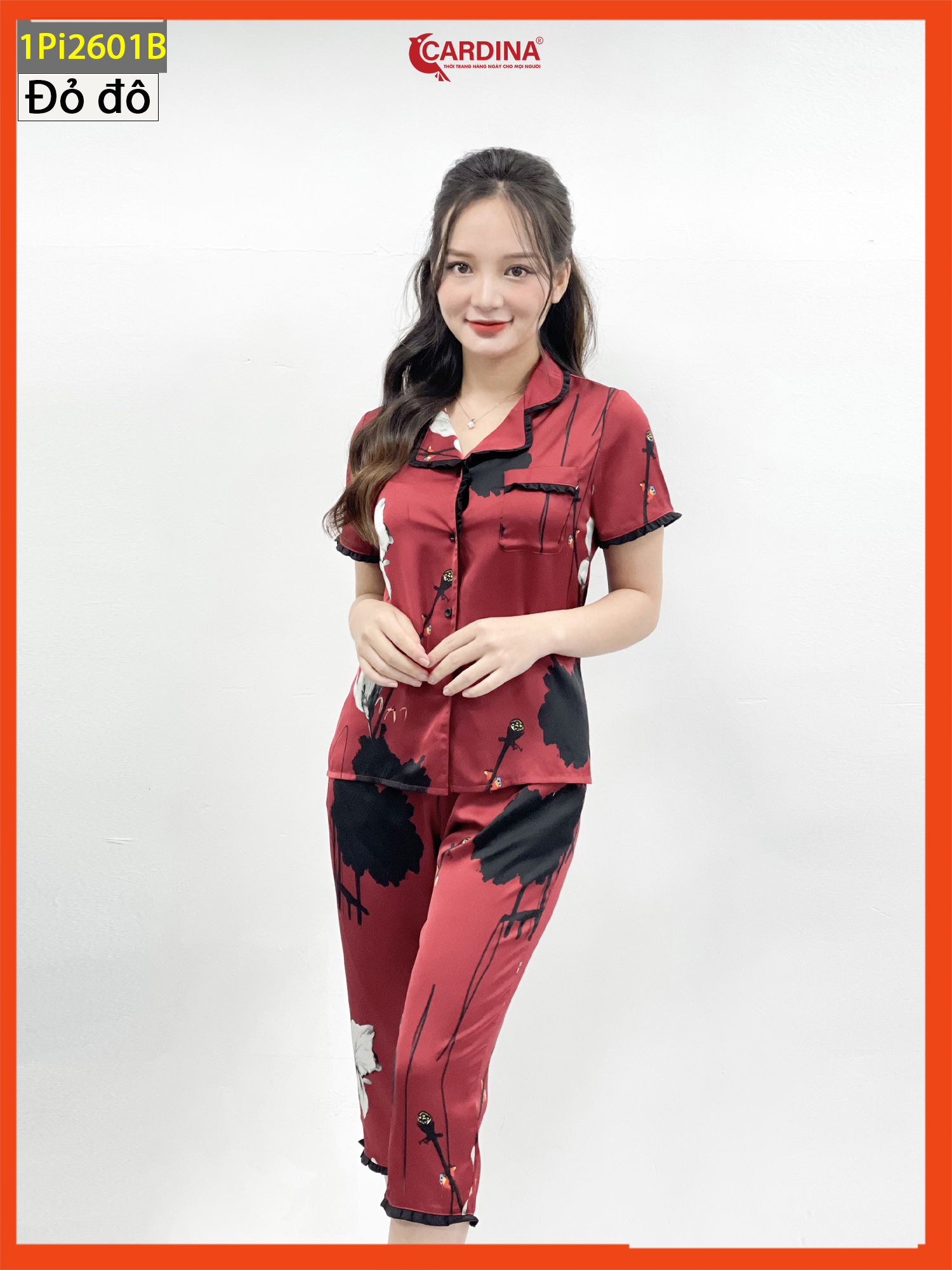 Đồ Bộ Pijama Nữ 𝐂𝐀𝐑𝐃𝐈𝐍𝐀 Chất Lụa Satin Nhật Họa Tiết Tinh Tế 1Pi26