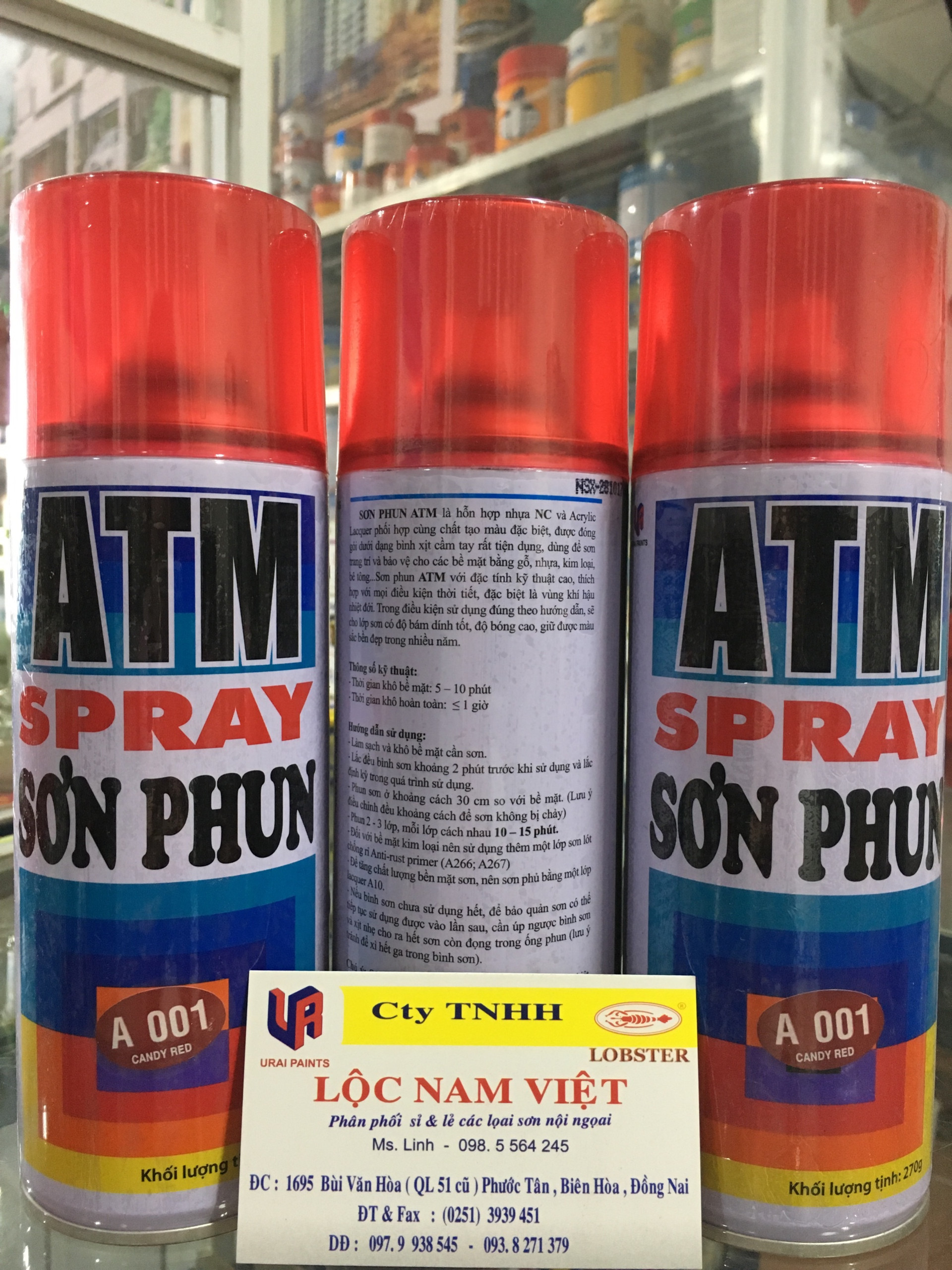 Sơn phun màu đỏ, sơn xịt xe máy ATM Candy A001