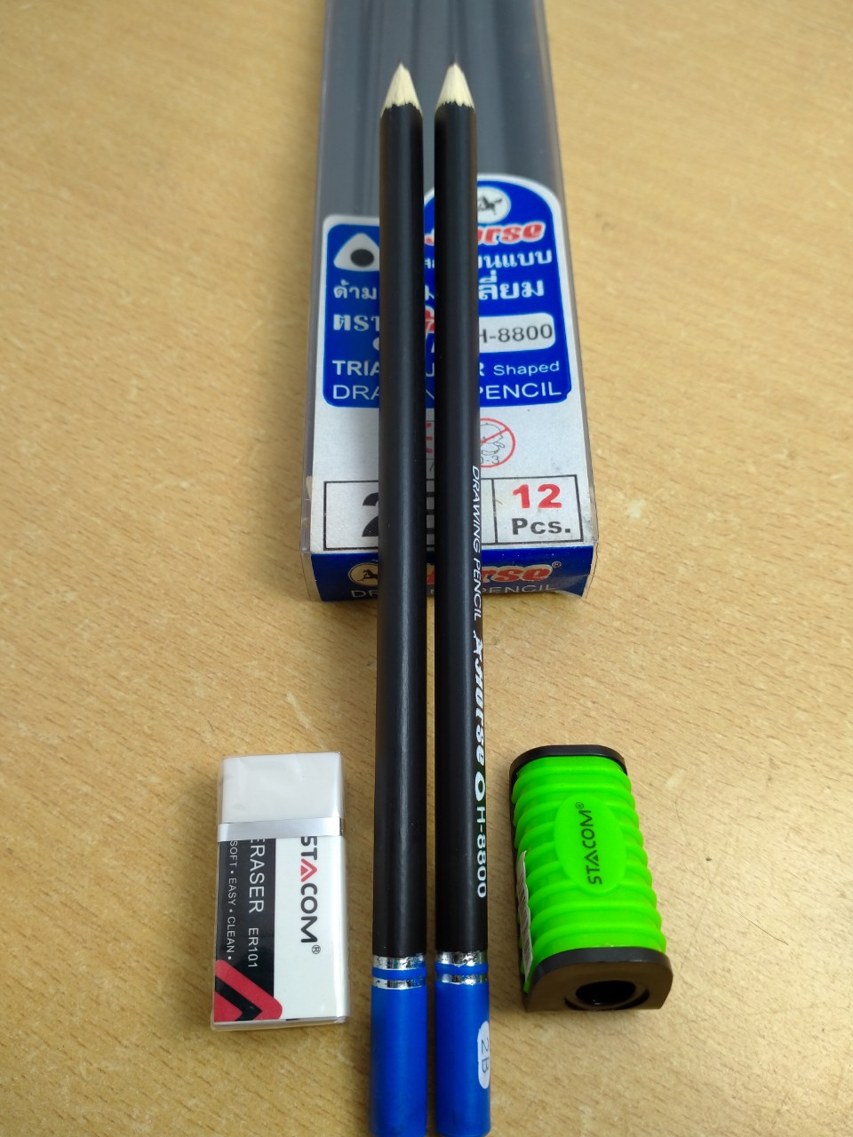 BÚT CHÌ GỖ 2B STACOM ( MUA 12 BÚT TẶNG 1 GỌT, 1 TẨY )
