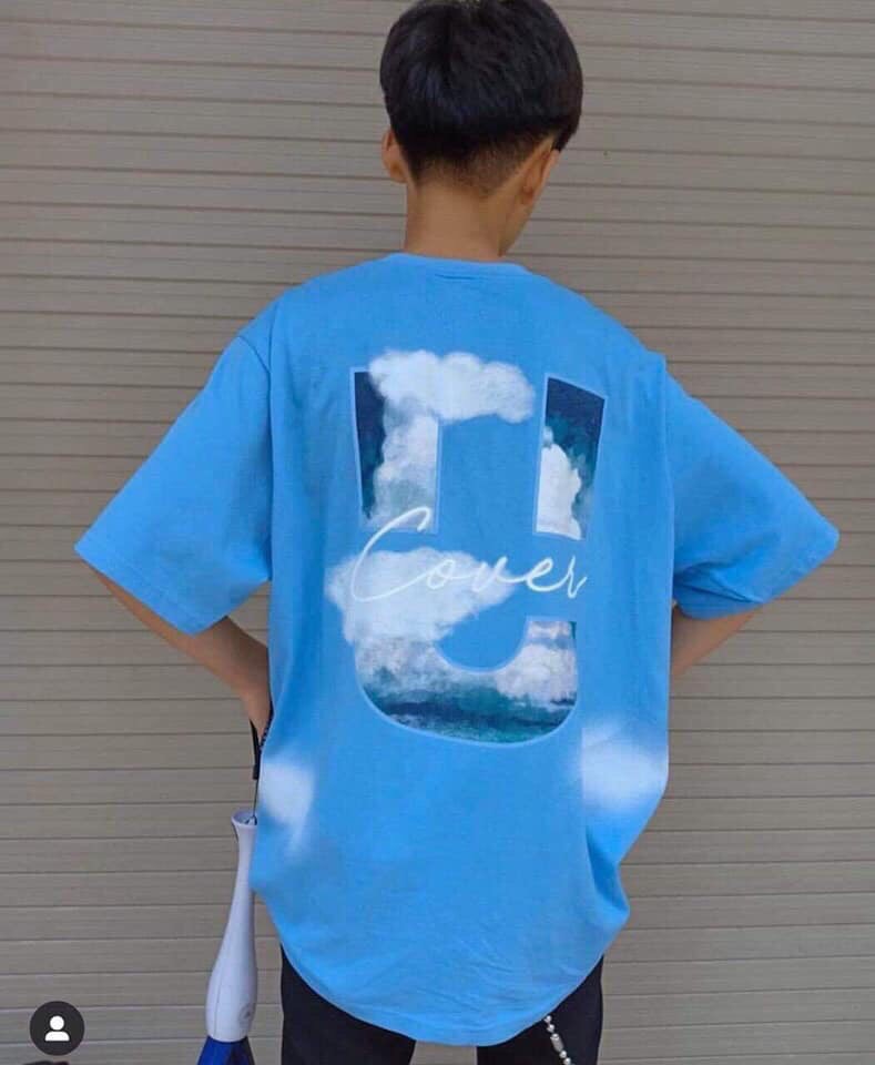 Áo thun cotton tixi dưới 65 kg in chữ UCO xanh da trời TTSLA0148