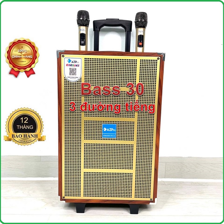 Loa kéo chính hang AZPRO, AZ- 12-A-Pro Mẫu mới mạch 10 núm chỉnh có reverb,Bass 30-3 đường tiếng thùng gỗ cao cấp,tặng 2 mic không dây
