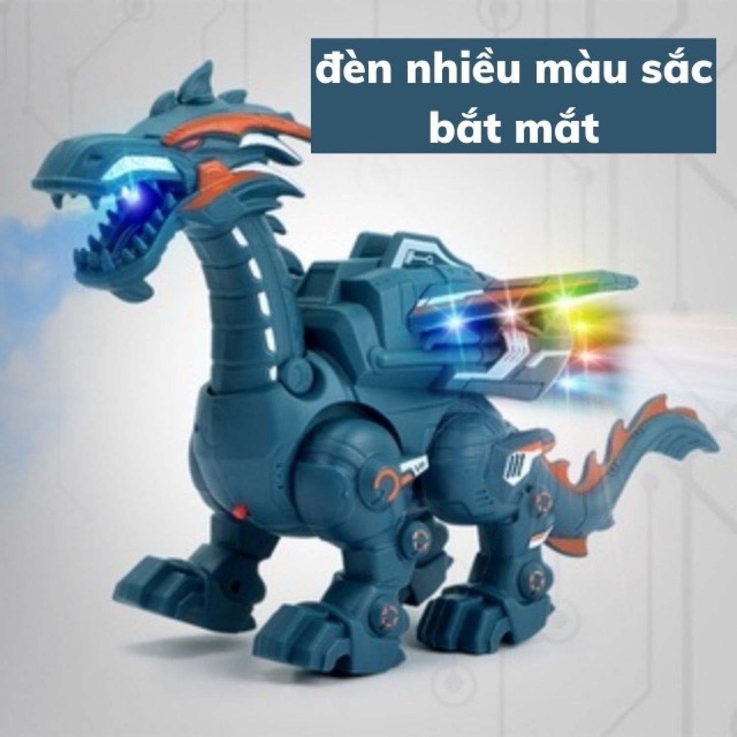 Robot Đồ Chơi Khủng Long chạy pin, Rồng Phun Lửa Phun Khói cho bé
