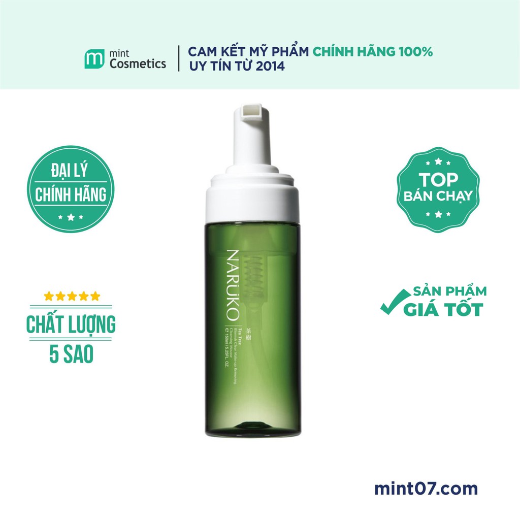 Tẩy Trang Kiêm Sữa Rửa Mặt Tạo Bọt Naruko 2in1 Tea Tree