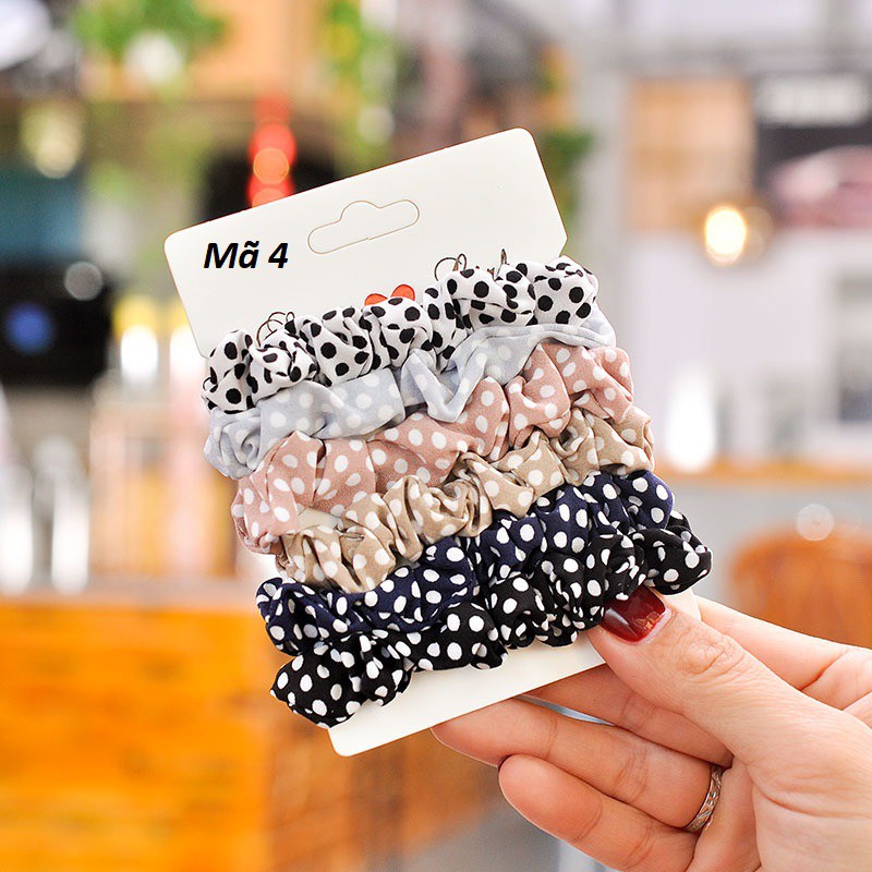 Set 4-6 buộc tóc scrunchies loại nhỏ xinh
