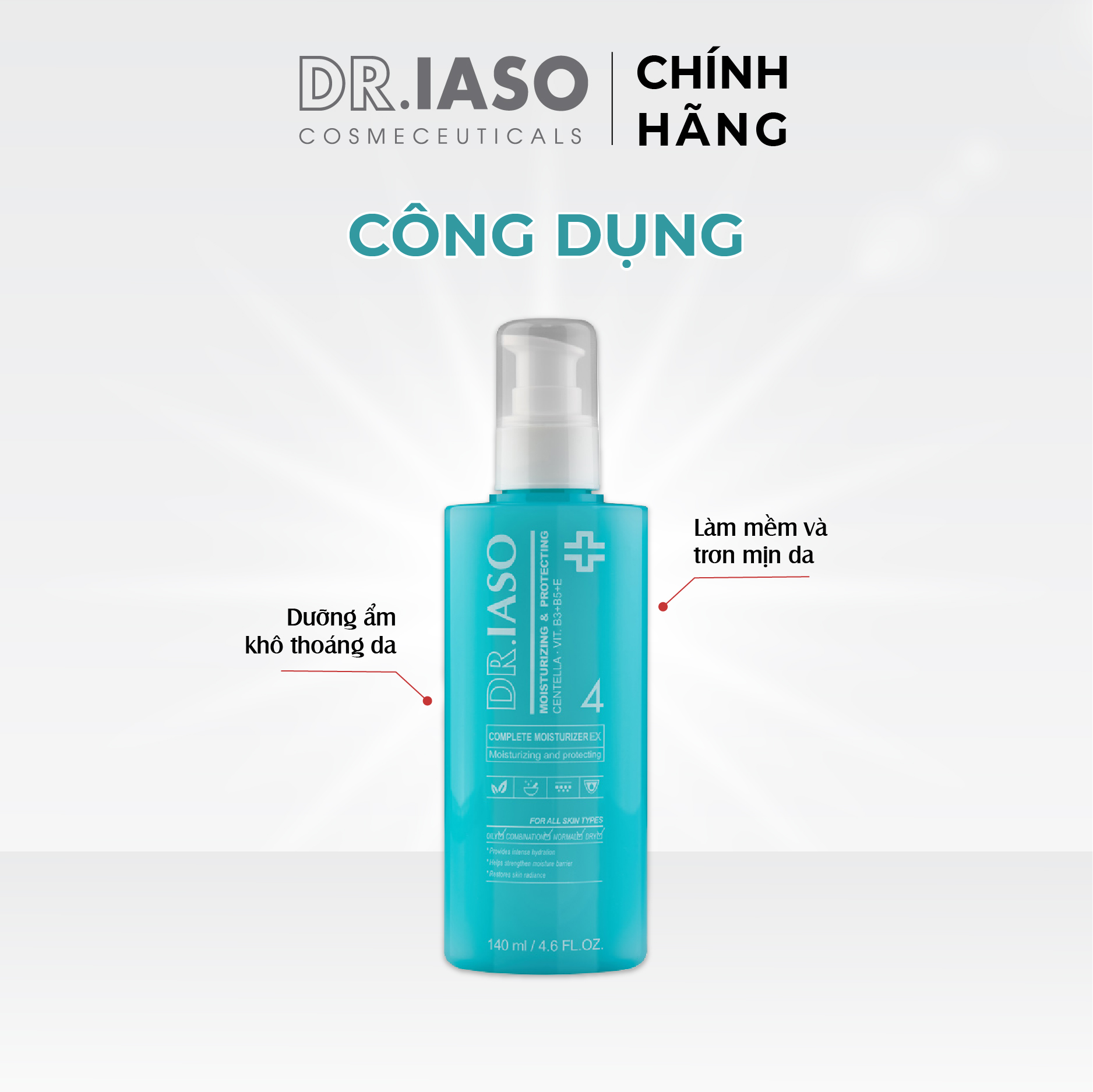 D37 Sữa dưỡng ẩm sáng da - Complete Moisturizer 140ml - Dr IASO