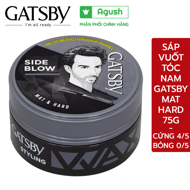 Sáp vuốt tóc nam Gatsby Styling Wax Mat & Hard tạo kiểu Side Blow 75g màu xám không bóng rất cứng vuốt tóc khô giữ nếp lâu mùi thơm dễ chịu nhập khẩu