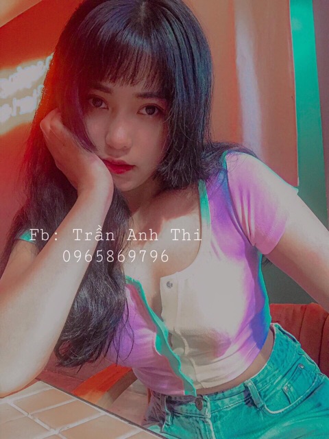 🌈 Áo Croptop Nút Bấm Loan Màu