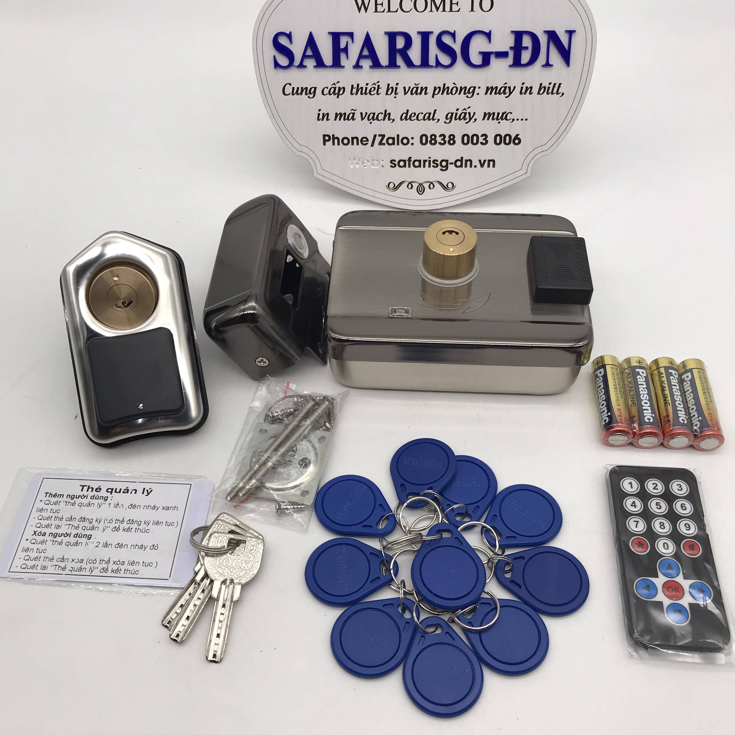 Khóa cổng điện tử thẻ từ cao cấp (sử dụng nguồn Pin AA)