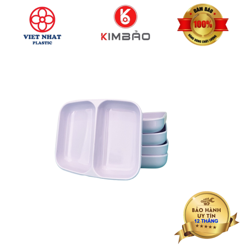 Đĩa chấm 2 ngăn Việt Nhật đựng gia vị, nước chấm 1205