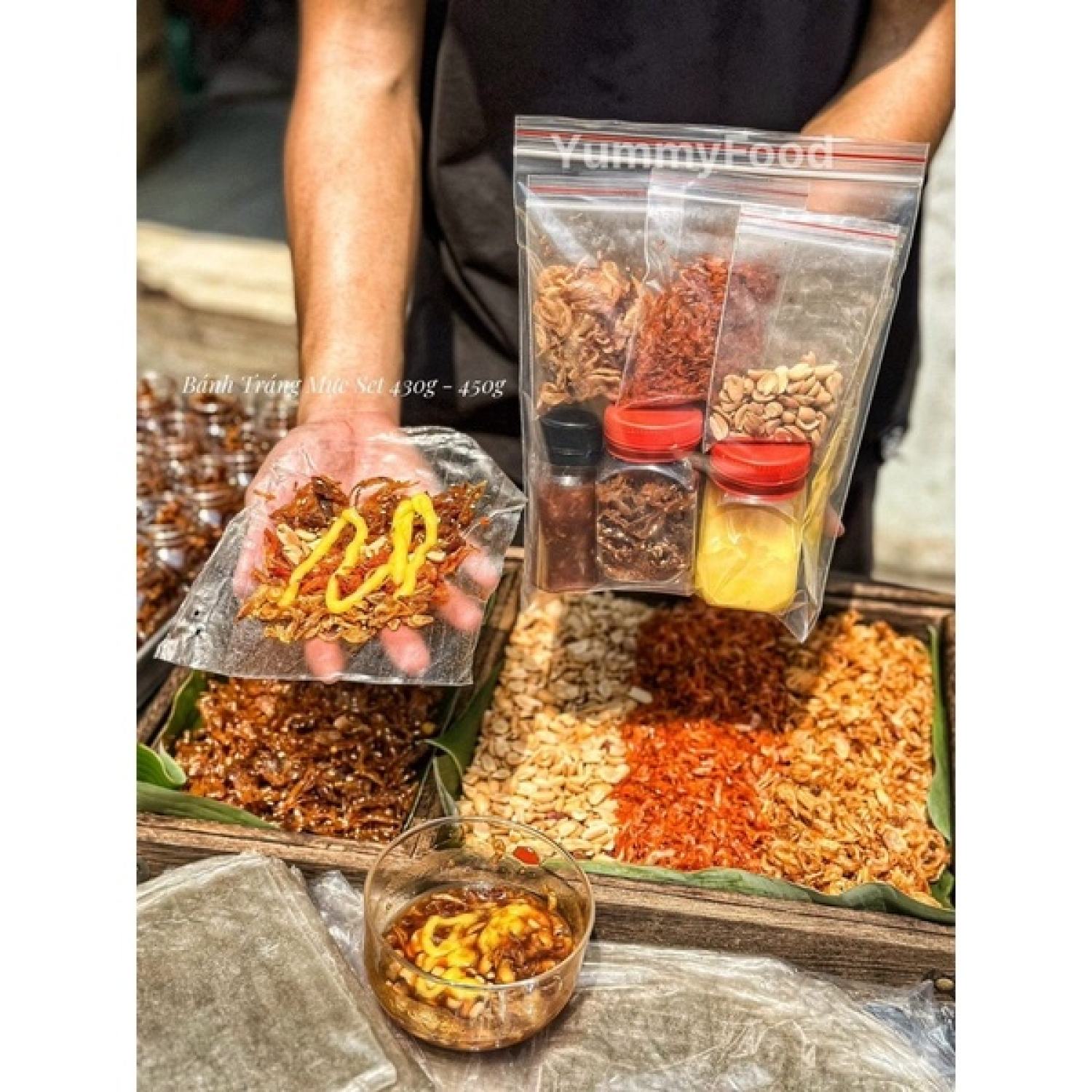 Bánh Tráng Cuốn Mực Xé Rim Mắm Me (Set 430-450gr)