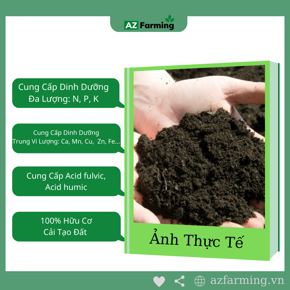 Phân Trùn Quế Hữu Cơ Bổ Sung Nấm Trichoderma - Gói 1kg - AZ Farming