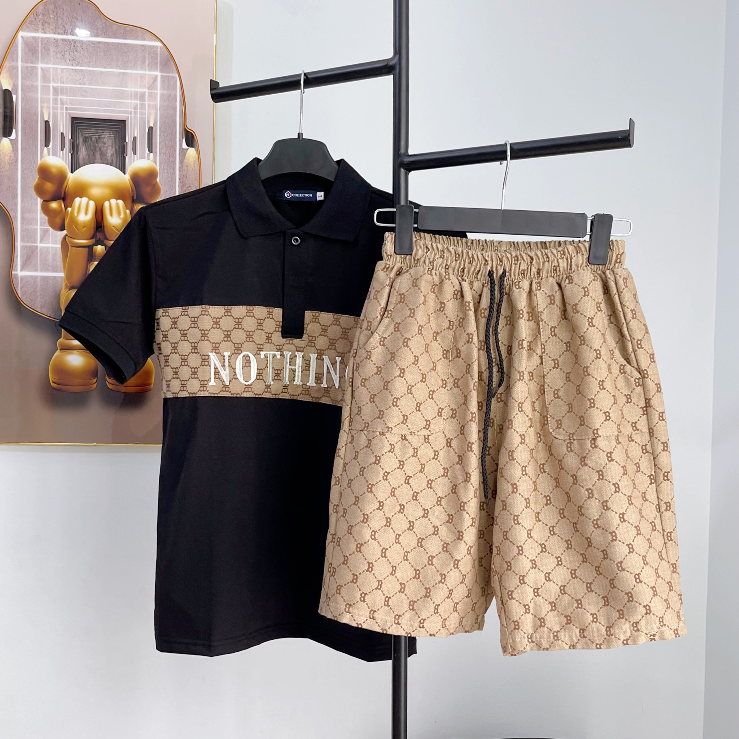 Set bộ thun nam nữ phối chữ mặc thoáng mát