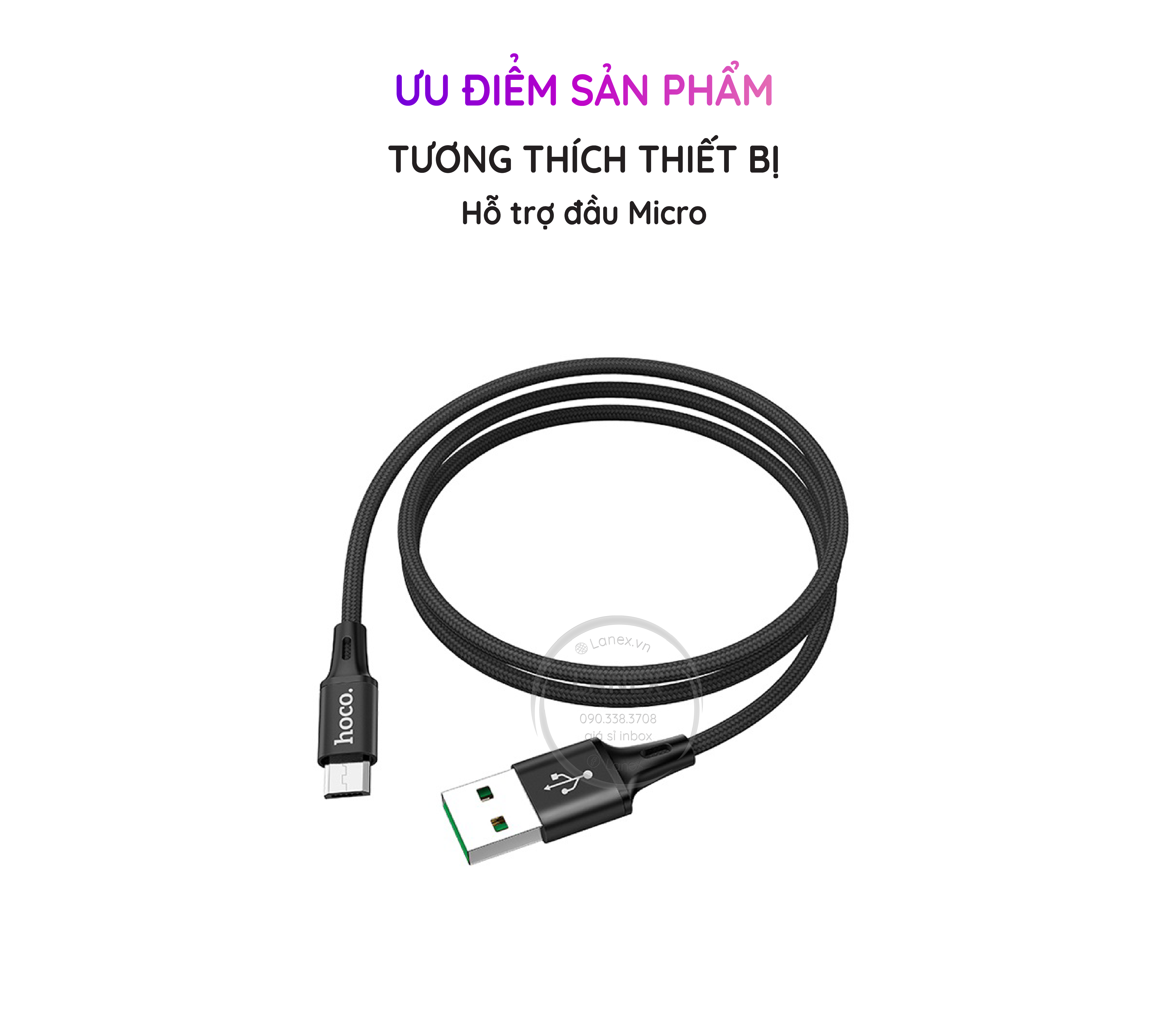 Cáp Sạc Nhanh Hoco Du10 Dây Dù Micro 3.0a Dài 1.0m