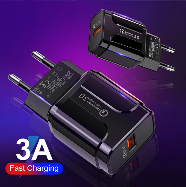 Củ sạc nhanh 18W, QC 3.0, 1 cổng usb 3.0, chân tròn