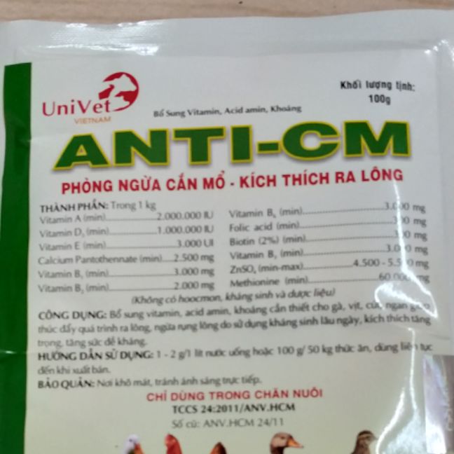 gà ra lông mạnh, chống cắn mổ 100gr