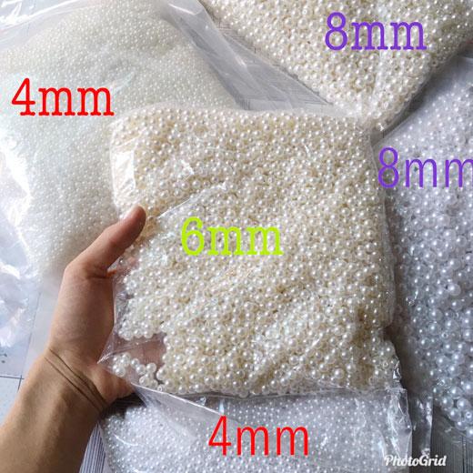1 Túi nửa kg cườm nhựa giả ngọc trai size 4-12mm loại tốt đính áo váy