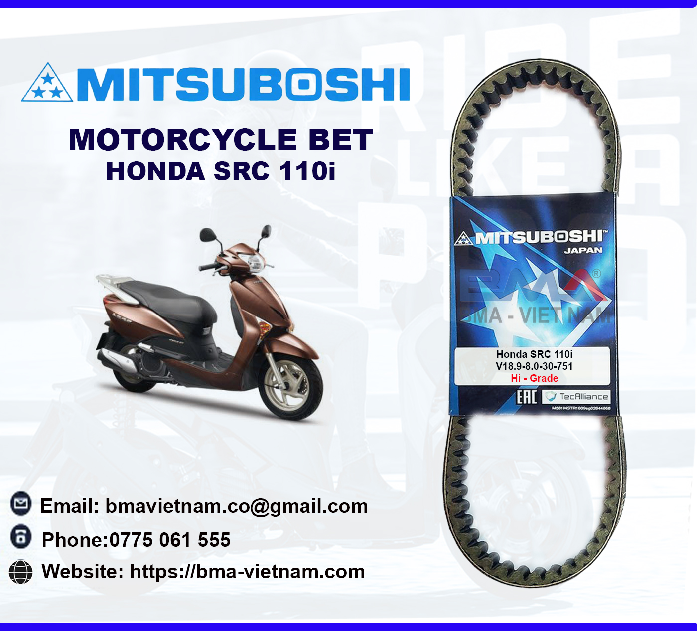 Dây curoa Mitsuboshi cho xe Honda SRC 110i