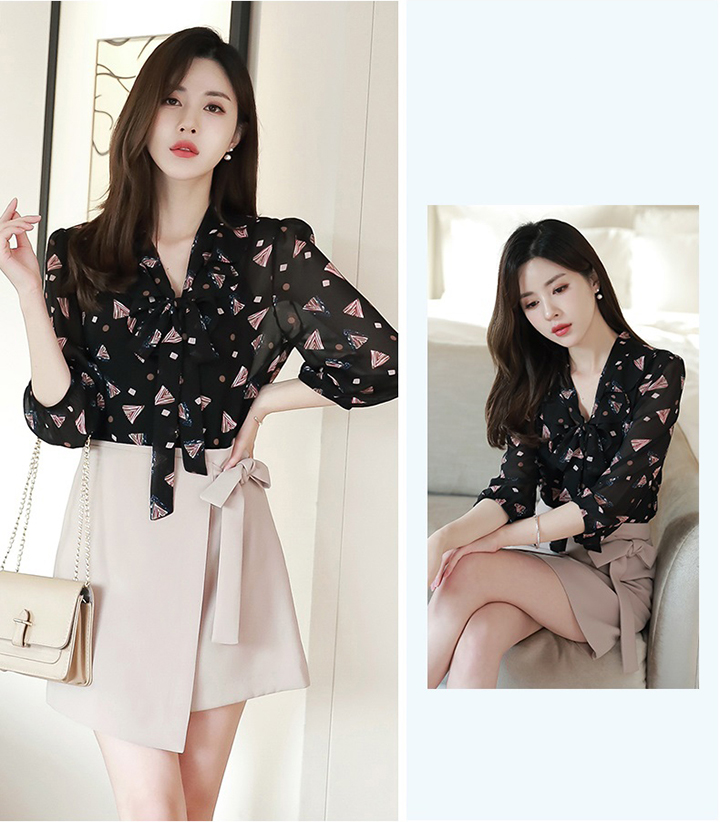 [HCM]Áo Sơ Mi Nữ In Họa Tiết Thời Trang