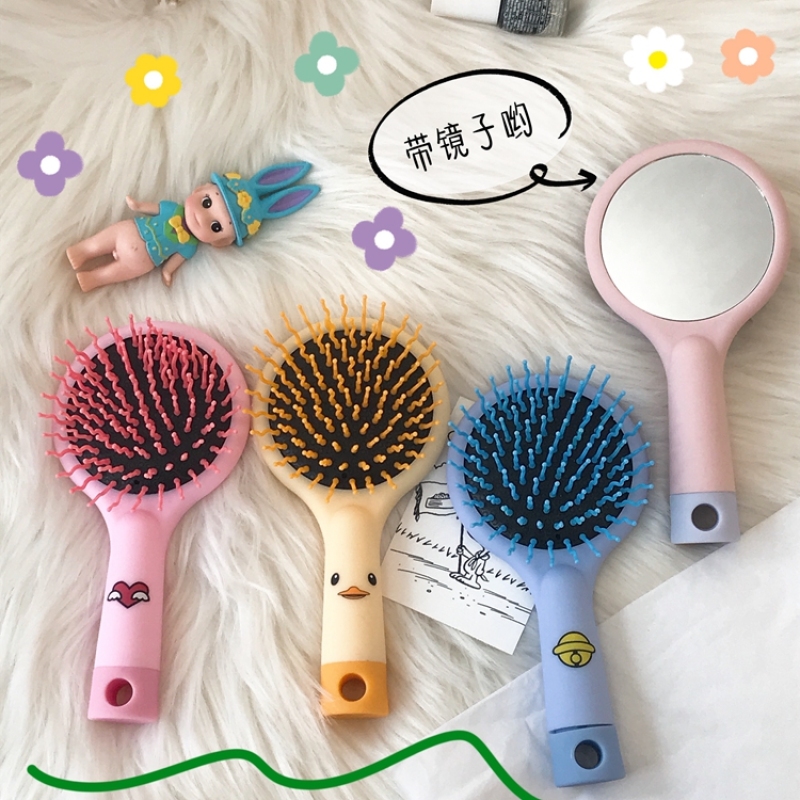 [Sẵn 4 màu] Lược chải tóc có gương 2in1 massage da đầu chống rụng tóc- KinaKino phukienlamdep giá rẻ