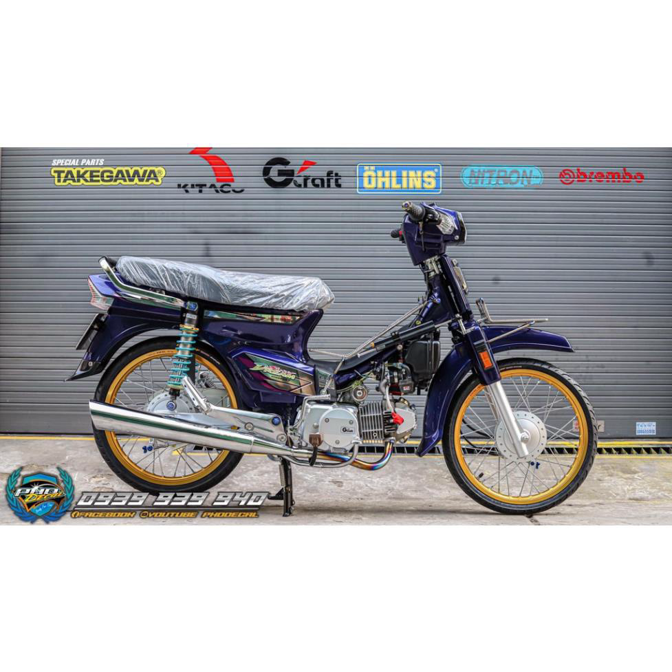 Tem rời dán xe dream mẫu zin cánh chim xanh tím