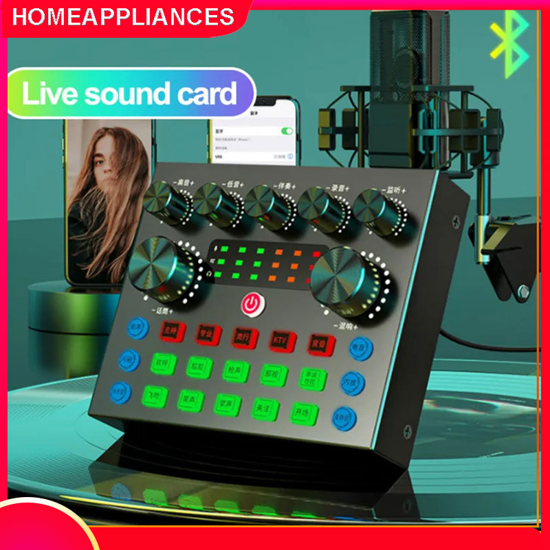 【🔥Rẻ】Sound card V8S，kết nối không dây bluetooth dành cho míc thu âm,livestream