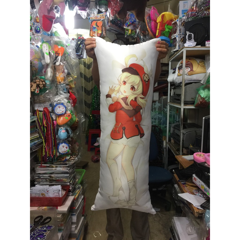Gối ôm dài anime Klee genshin impact 1m x40cm có ruột bông