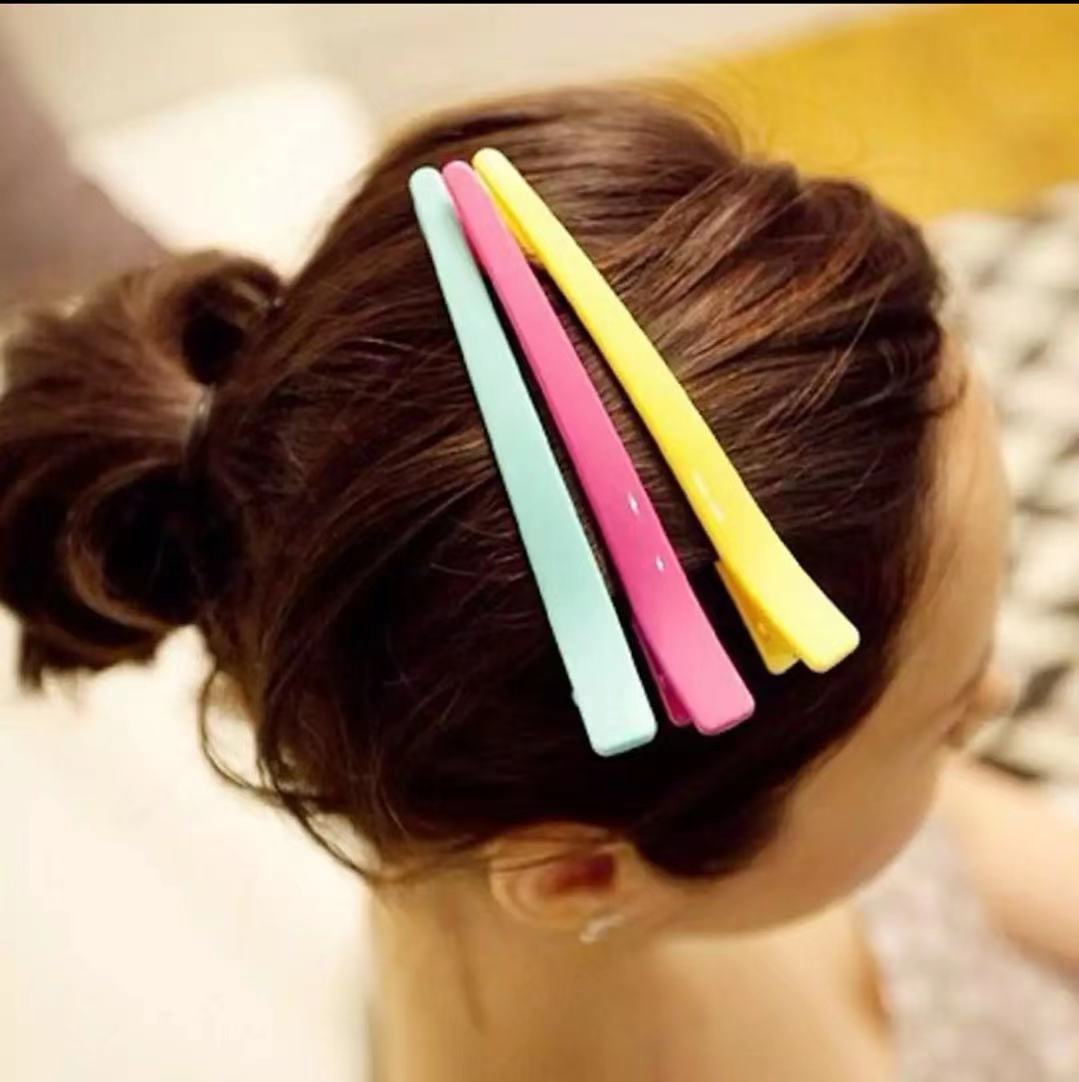 Kẹp tóc mỏ vịt nhựa trơn dễ sử dụng combo 10 cái