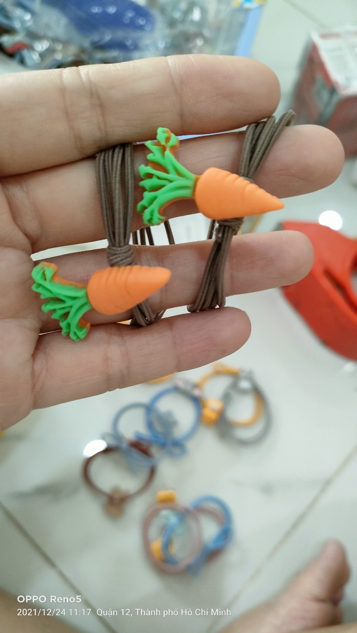 Dây cột tóc, thun buộc tóc hoa cúc, trái bơ, con ếch đáng yêu, khủng long.....