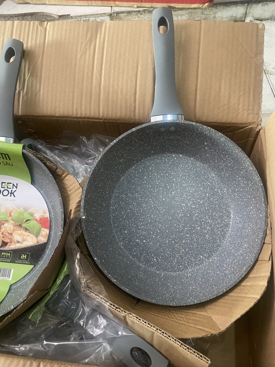 Chảo đáy từ vân đá chống dính green cook 26cm