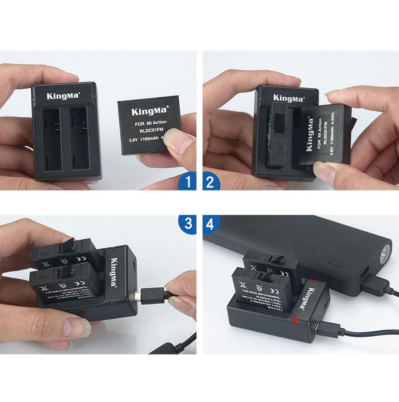 Combo sạc đôi + 2 pin cho Xiaomi Mijia Action camera