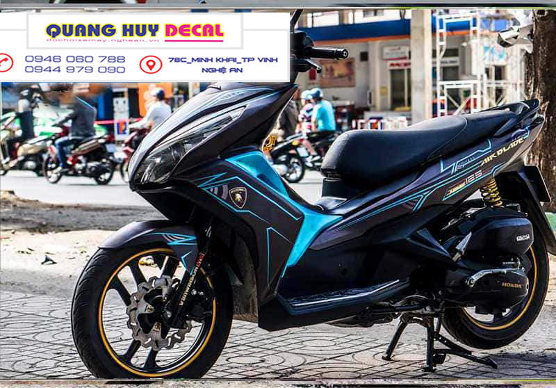 Tem trùm Air Blade đen chỉ xanh - Độ dán team trùm decal xe máy Air Blade đen chỉ xanh - Team trùm decal xe máy Air Blade rẻ đẹp và chất