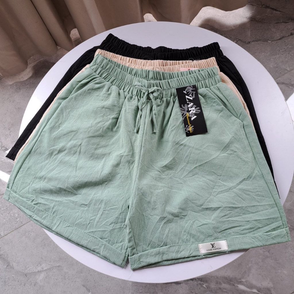 Quần short nữ chất đũi sần, quần sooc đùi mặc nhà mùa hè xưởng may tiến khang