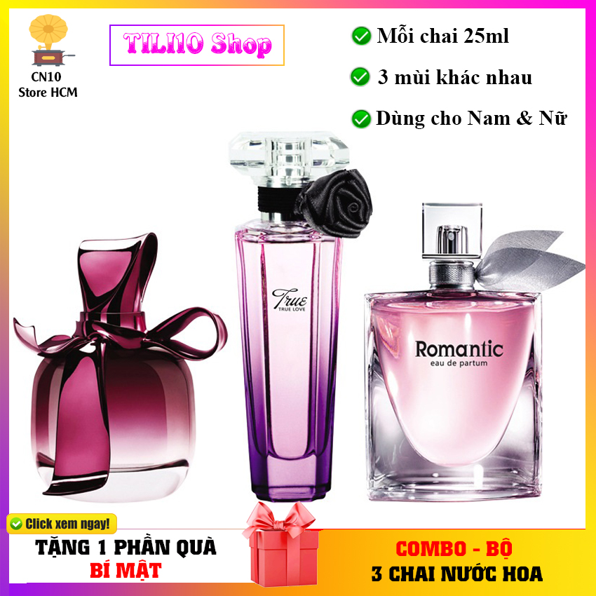 [HCM giao trong 2-4h] - ✅Freeship-[ Combo Bộ 3 Chai Nước Hoa 75ml (25ML/1chai) - Thơm Nhẹ Giá Rẻ - Nam Nữ Đều Dùng Được - Món Qùa Tặng Ý Nghĩa-[TILI10 Shop]