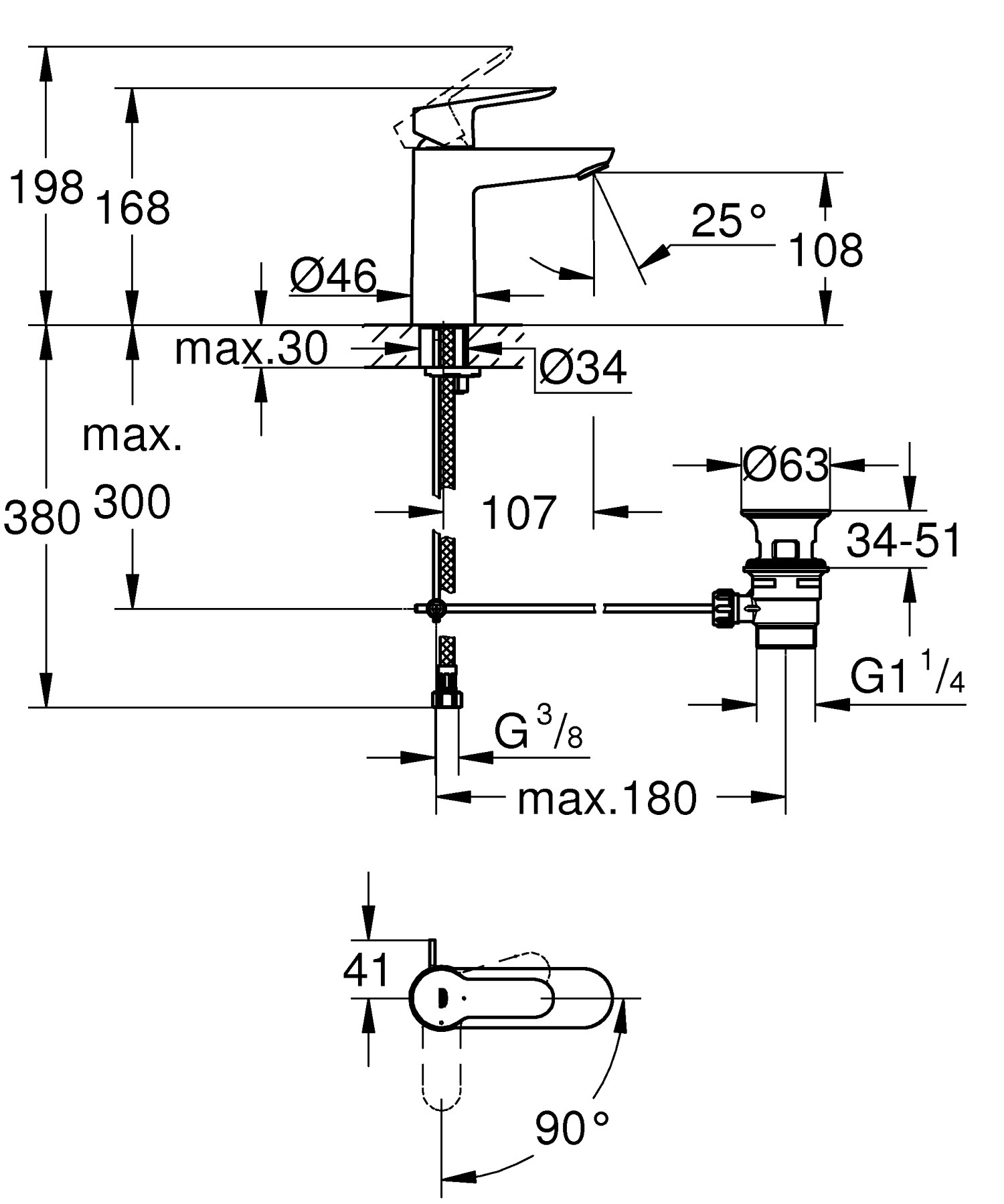 VÒI CHẬU RỬA GROHE BauEdgre 23759000