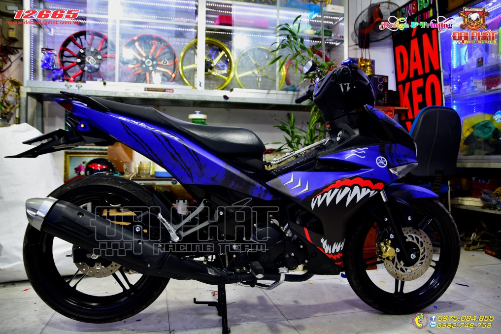 Tem Trùm Xe Exciter 150 Xanh Đen Cá Mập - E-12665