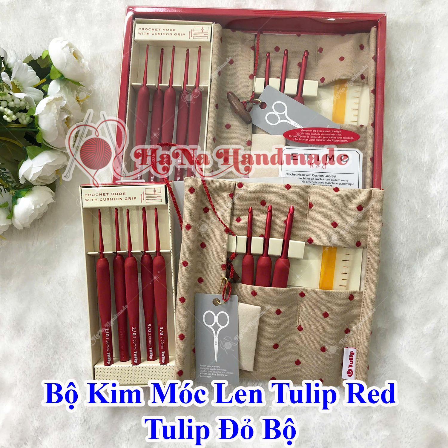 Bộ kim móc tulip đỏ hàng limit